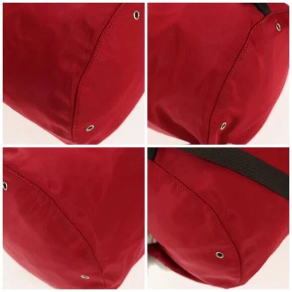 PRADA Shoulder Bag Nylon Red Silver - Picture 15 of 16